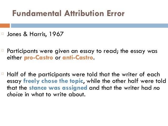 actor observer bias fundamental attribution error examples in tv